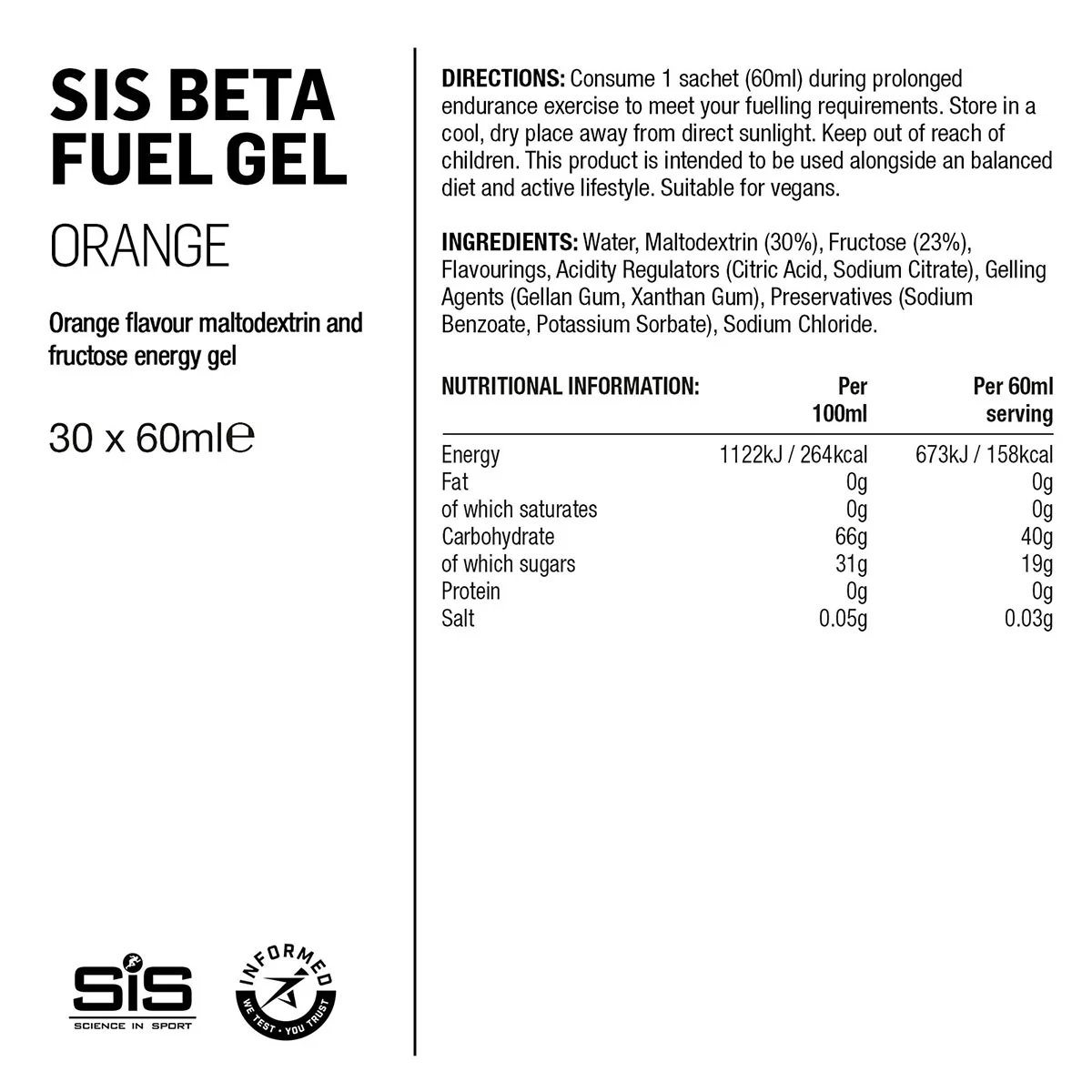 SIS Beta Fuel Gel apelsin energigel