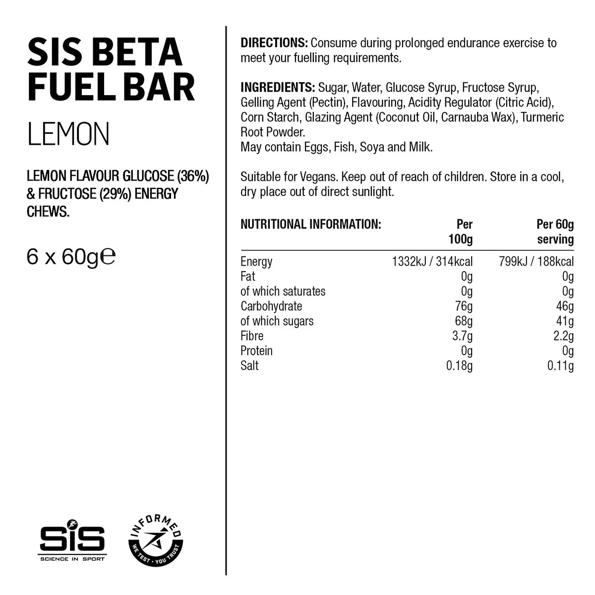 SIS Beta Fuel Lemon energibar