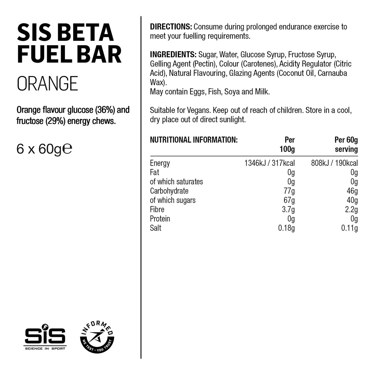SIS Beta Fuel Orange Energy Bar