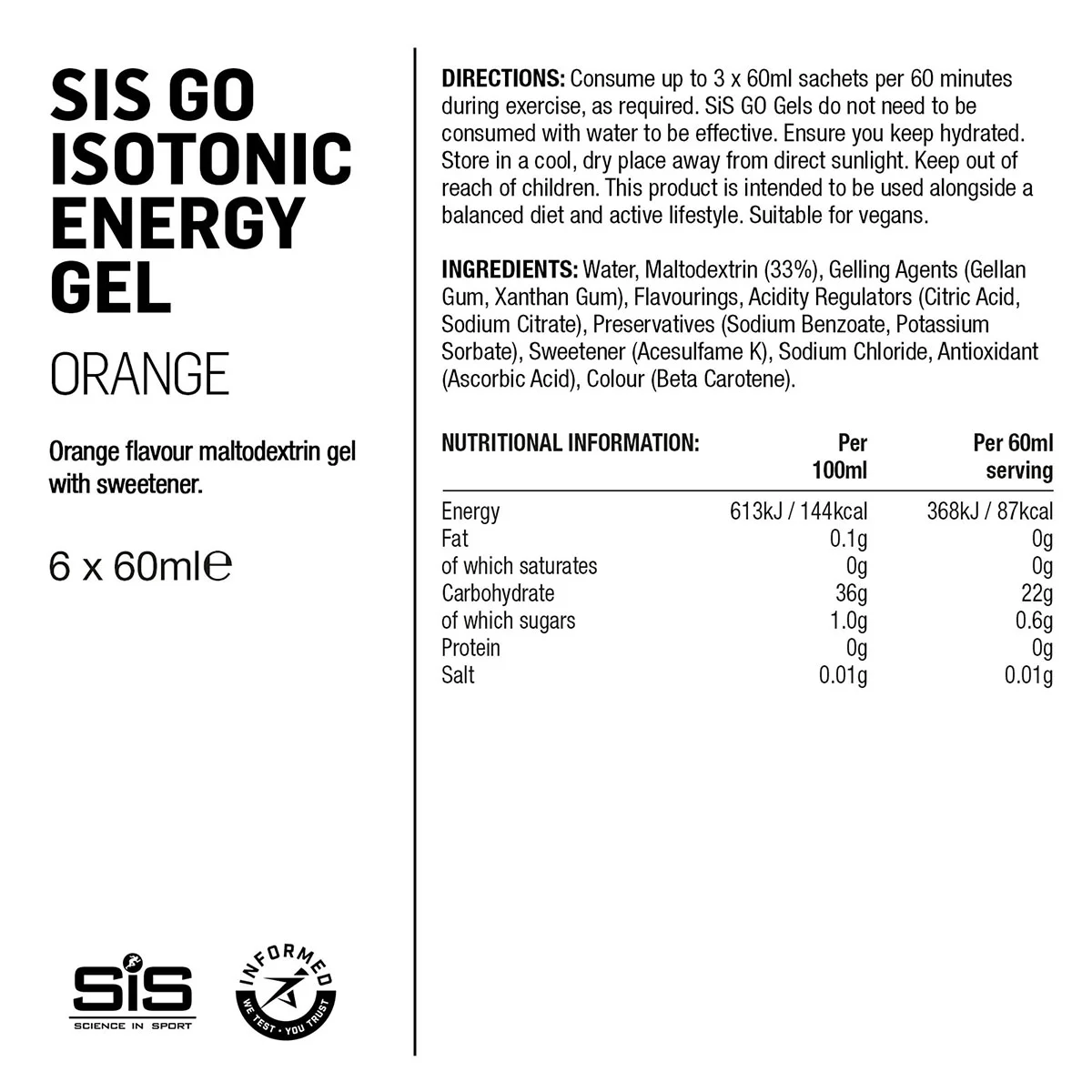SIS Go Energy Iso Gel energigel 6-pack