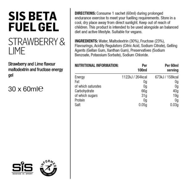SiS Beta Fuel Gel Strawberry Lime energigel