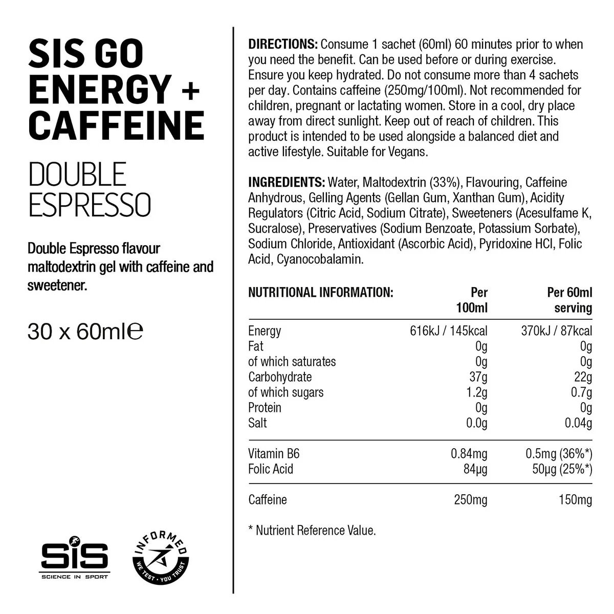 SiS GO Energy Caffeine Gel dubbel espresso